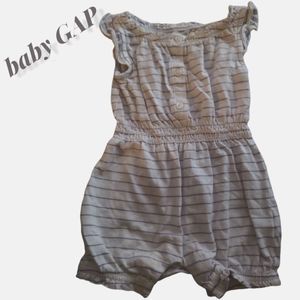baby Gap White & Purple Stripes Short Sleeve Short Romper 0-3 Months